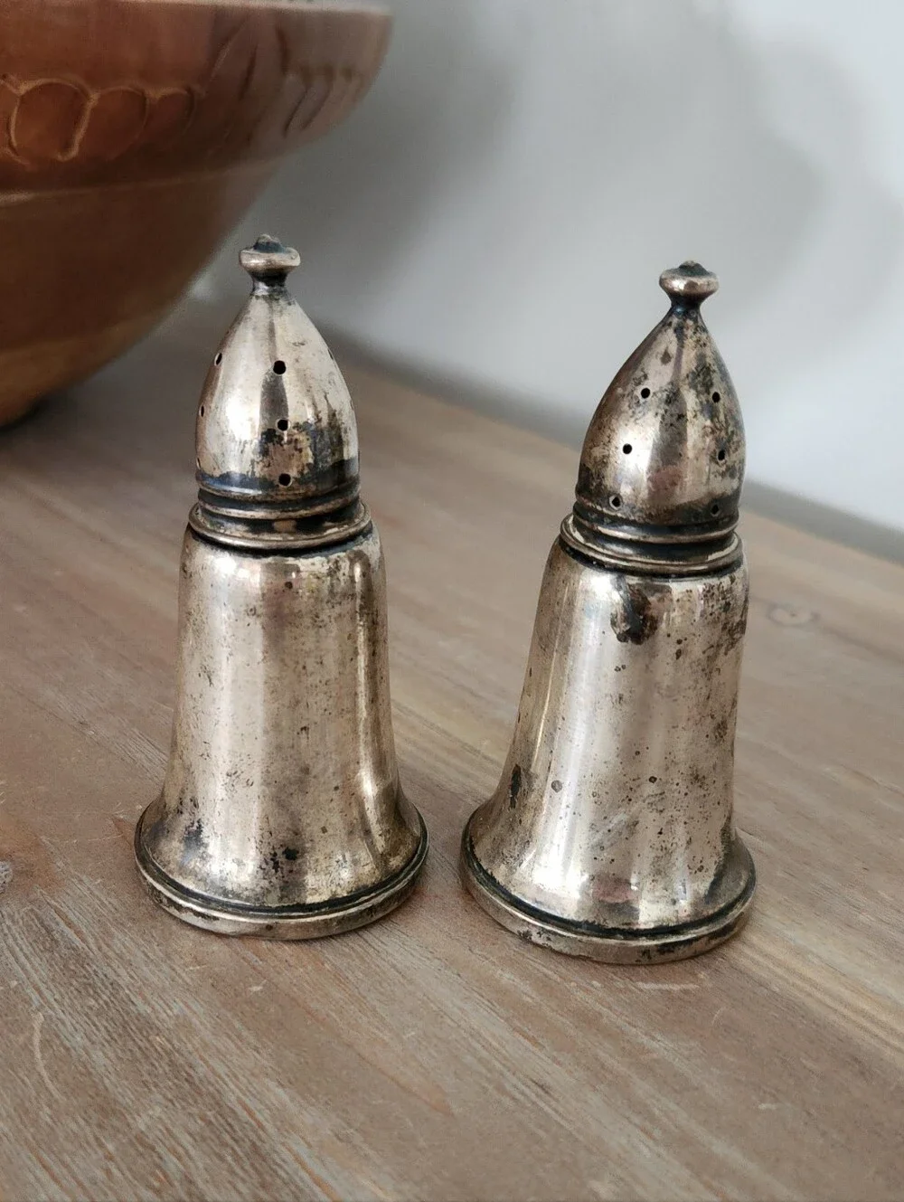 Vintage Columbia Weighted Sterling Silver Salt Pepper Shakers Pair 3.5 Inch
